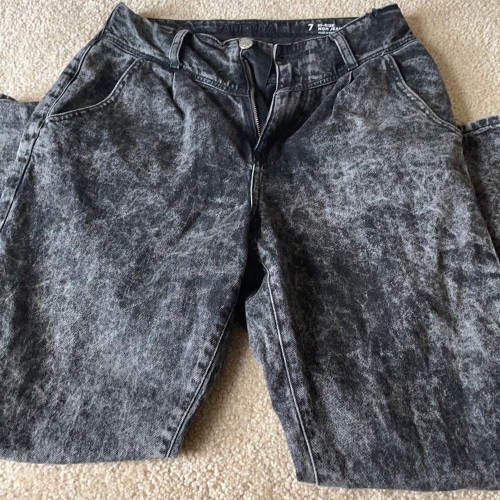 Grey and black bleached jeans